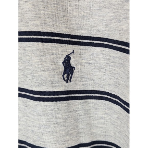 Polo Ralph Lauren Mens XL Gray Navy Stripe Short Sleeve Polo Shirt Cotton - Picture 4 of 7